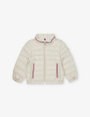 Moncler Jerry Tricolour-stripe Shell-down Puffer Jacket 9-36 Months Light Beige In Light Beige