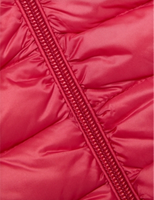 Moncler Fuchsia Down Jacket For Baby Girl With Logo In Pink