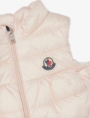 Moncler Light Pink Hiva Logo-patch Puffer Gilet 9-36 In Light Pink