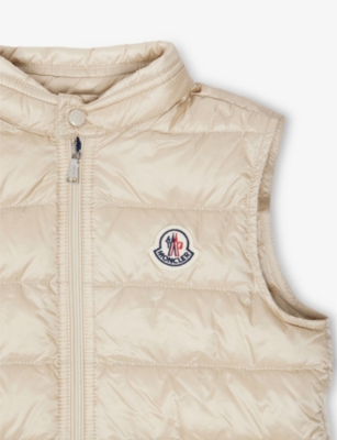 Moncler Light Beige Gui Logo-patch Shell-down Puffer Gilet  4-14 In Light Beige