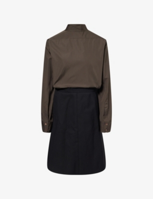 MAISON MARGIELA: Twisted Shirt Cotton-Wool Blend Midi Dress