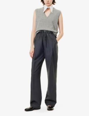 Shop Maison Margiela Womens Medium Grey Knitted V-neck Wool Vest Xs