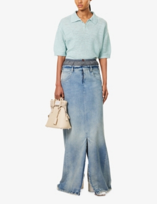 MAISON MARGIELA: Split Five-Pockets Denim Maxi Skirt
