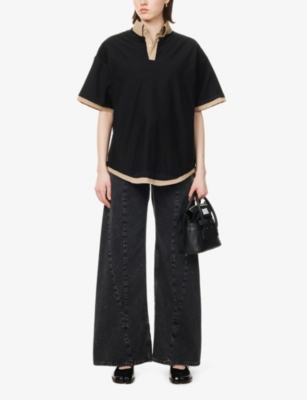 Maison Margiela Cut-out Jeans Woman Black In Medium Black Stone
