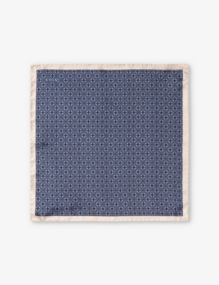 ETON: Geometric-pattern silk pocket square