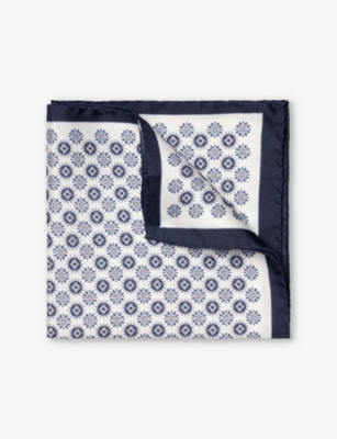 ETON: Geometric-pattern silk pocket square