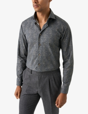 ETON: Signature Abstract-Pattern Contemporary-Fit Cotton-Twill Shirt