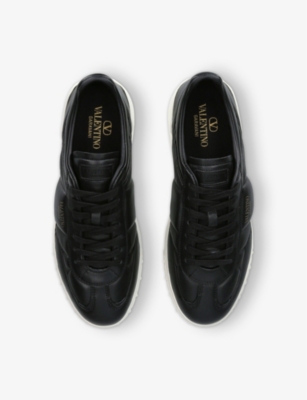 Valentino Black Upvillage Low Top Nappa Leather Sneakers In Blk/white