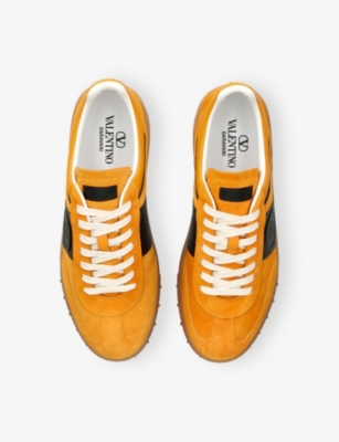 Shop Valentino Mens  Garavani Upvillage Branded Suede Low-top Trainers