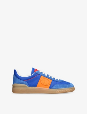 VALENTINO GARAVANI MENS BLUE OTHER UPVILLAGE LEATHER AND MESH LOW-TOP TRAINERS