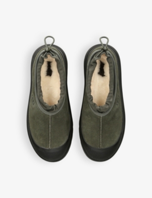 Ugg Mens  Tasman Weather Hybrid Logo-embossed Suede Slippers In Khaki