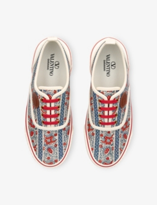 VALENTINO GARAVANI: VLogo Signature Floral-Print Canvas Low-Top Trainers