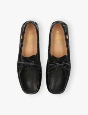 VALENTINO GARAVANI: Driver Fastaway Leather Loafers