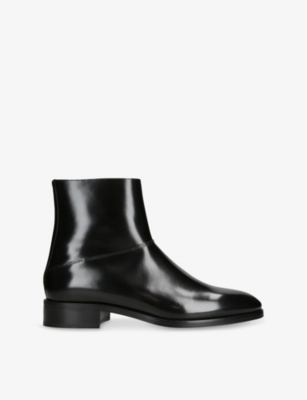 VALENTINO GARAVANI MENS BLACK VLOGO LEATHER ANKLE BOOTS