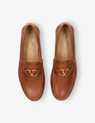 Valentino Mens Vlogo Signature Leather Loafers Brow In Brown