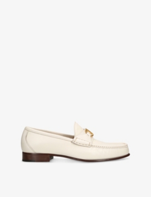 VALENTINO GARAVANI MENS CREAM VLOGO LEATHER LOAFERS