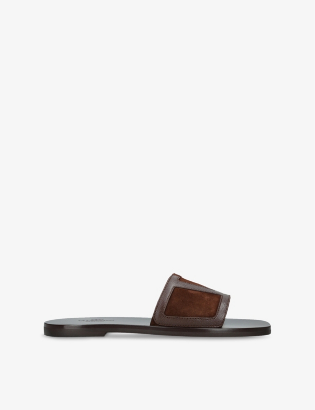 VLogo Leather Sliders
