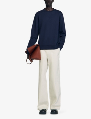 SANDRO: Tonal-logo crewneck cotton-jersey sweatshirt