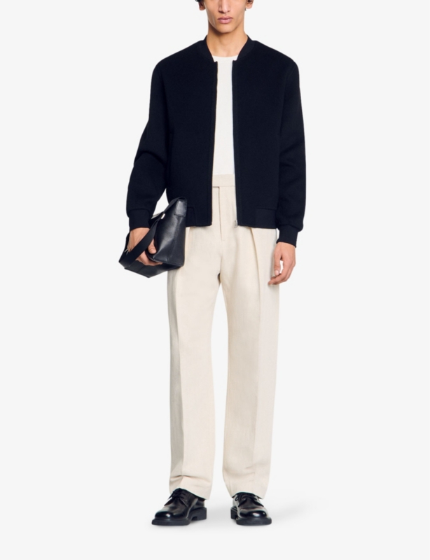 Baseball-Collar Wool-Blend Jacket