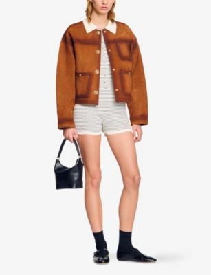 SANDRO: Patch-Pocket Relaxed-Fit Suede Jacket