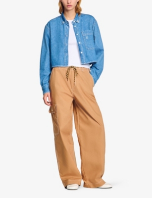 Sandro Hiro Denim Button-front Shirt In Bleus