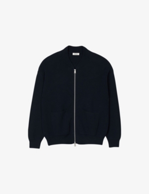 SANDRO: Ribbed-Collar Regular-Fit Cotton-Blend Knitted Jacket