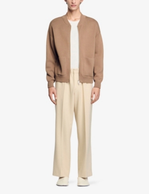 SANDRO: Ribbed-Collar Regular-Fit Cotton-Blend Knitted Jacket