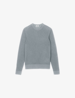 SANDRO: Textured Crewneck Cotton Knitted Jumper