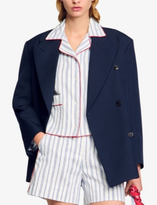 Sandro Bellissima Striped Button-front Shirt In Bleus