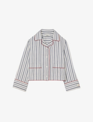 Sandro Bellissima Striped Button-front Shirt In Bleus