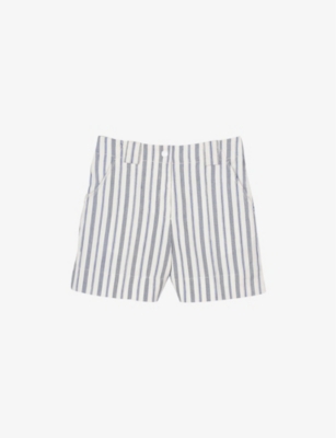 Sandro Womens  Striped Mid-rise Woven Shorts In Bleus