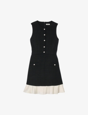 SANDRO: Sleeveless tweed woven mini dress