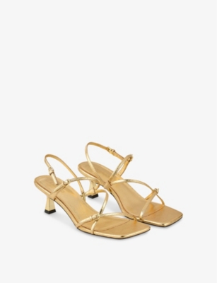 Sandro Womens Naturels Strappy 65 Leather Heeled Sandals Eur 40 / 7 Uk In Naturels