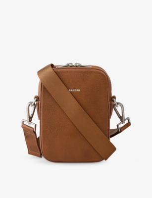SANDRO: Branded Detachable-Strap Leather Shoulder Bag