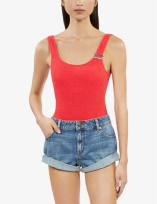 THE KOOPLES WOMENS THE KOOPLES X LUZ PEPA SCOOP-NECK TEXTURED SWIMSUIT 