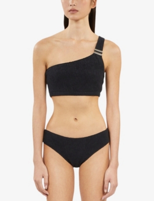 THE KOOPLES WOMENS BLACK THE KOOPLES X LUZ VICTORIA ASYMMETRICAL TEXTURED BIKINI TOP 