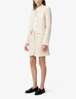 CLAUDIE PIERLOT: Patch-Pocket Button-Down Tweed Mini Skirt