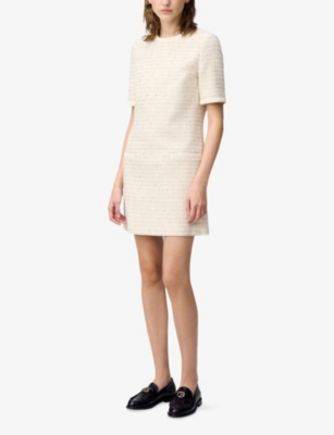 CLAUDIE PIERLOT: Round-Neck Short-Sleeve Tweed Mini Dress