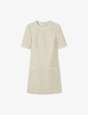 CLAUDIE PIERLOT: Round-Neck Short-Sleeve Tweed Mini Dress