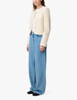 CLAUDIE PIERLOT: Round-Neck Button-Down Tweed Jacket