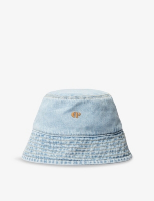 CLAUDIE PIERLOT: Logo-Embroidered Denim Bucket Hat