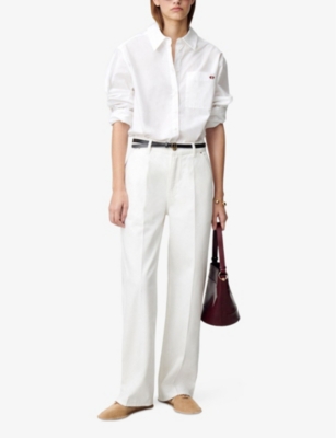 Claudie Pierlot Womens Brand-embroidered Wide-leg Mid-rise Denim Jeans Naturels In Naturels