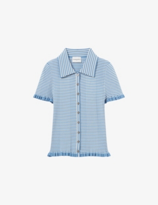 CLAUDIE PIERLOT: Striped ribbed knitted top