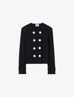 CLAUDIE PIERLOT: Button-Embellished Double-Breasted Wool-Blend Cardigan