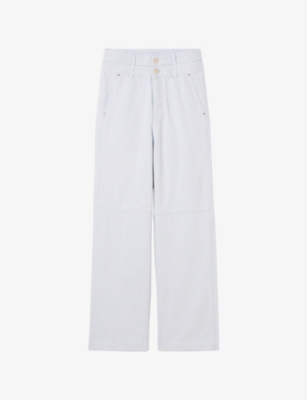 CLAUDIE PIERLOT: Double-Waistband Faded-Wash Denim Jeans