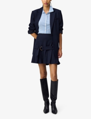 Claudie Pierlot Womens Pleated Woven Mini Skirt Bleus In Bleus