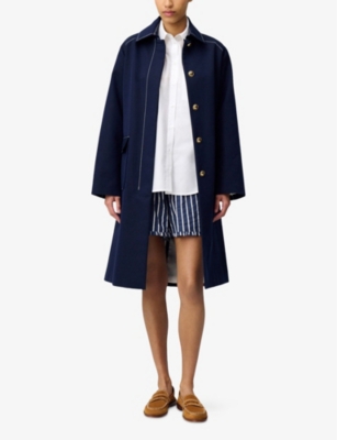 CLAUDIE PIERLOT WOMENS BLEUS BELTED MID-LENGTH DENIM TRENCH COAT 