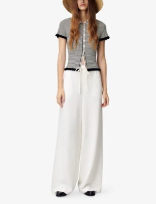 Claudie Pierlot Womens Naturels Drawstring-waist Straight-leg Woven Trousers In Naturels