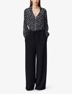 Drawstring-waist straight-leg woven trousers