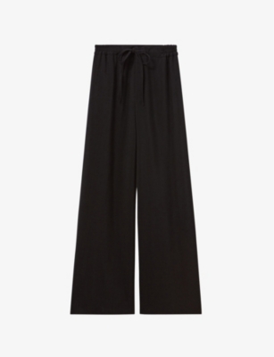 Claudie Pierlot Womens  Drawstring-waist Straight-leg Woven Trousers In Noir / Gris